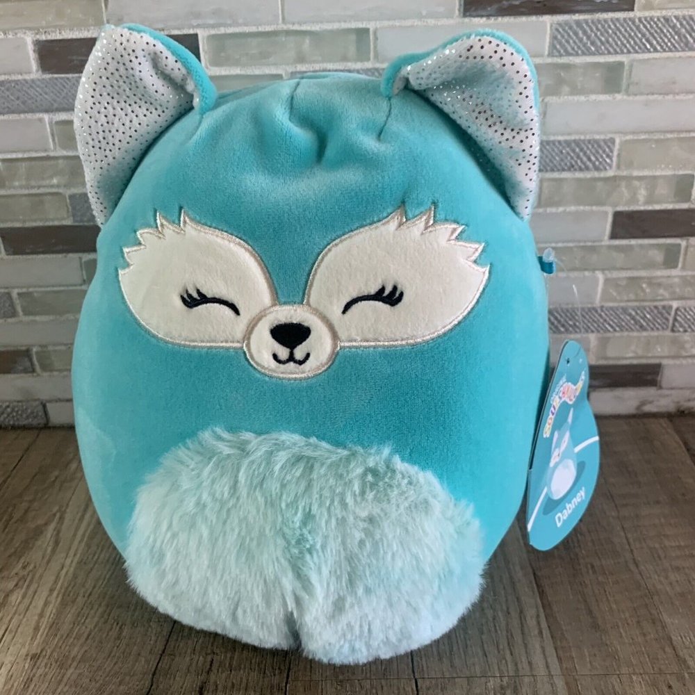 NEW Squishmallow 8" Dabney Fox Soft Teal Sparkle Ear Wilderness Plush